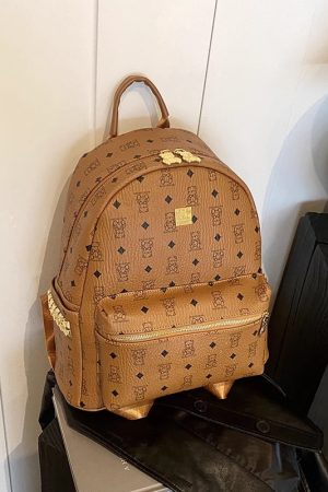 Stylish High-End Double Shoulder Backpack 2024 Women's Versatile Bag for School & Everyday Use, Trendy Maiduo Bear Design