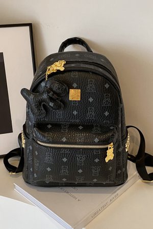 Stylish High-End Double Shoulder Backpack 2024 Women's Versatile Bag for School & Everyday Use, Trendy Maiduo Bear Design