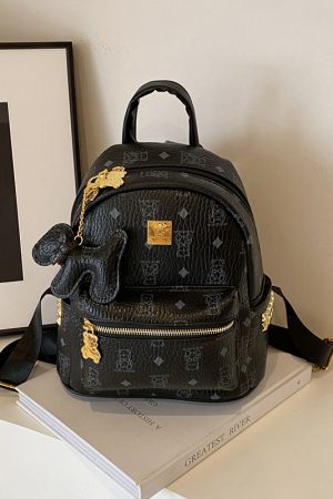 Stylish High-End Double Shoulder Backpack 2024 Women's Versatile Bag for School & Everyday Use, Trendy Maiduo Bear Design