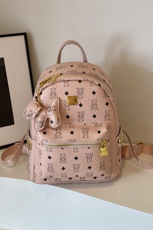 Stylish High-End Double Shoulder Backpack 2024 Women's Versatile Bag for School & Everyday Use, Trendy Maiduo Bear Design
