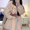Stylish Pink Patchwork Baseball Jacket for Women - Unique Korean-Style Cardigan for Spring and Autumn Fashion