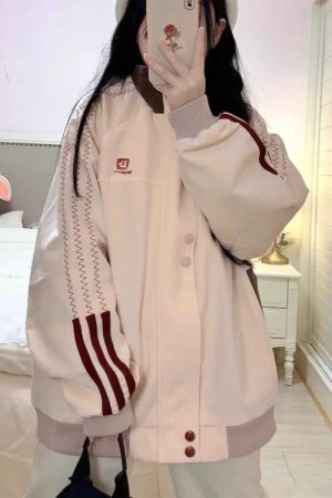 Stylish Pink Patchwork Baseball Jacket for Women - Unique Korean-Style Cardigan for Spring and Autumn Fashion