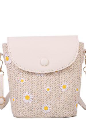 Stylish Woven Straw Crossbody Bag for Women - Japanese & Korean Style Fairy Bucket Bag for Summer 2025