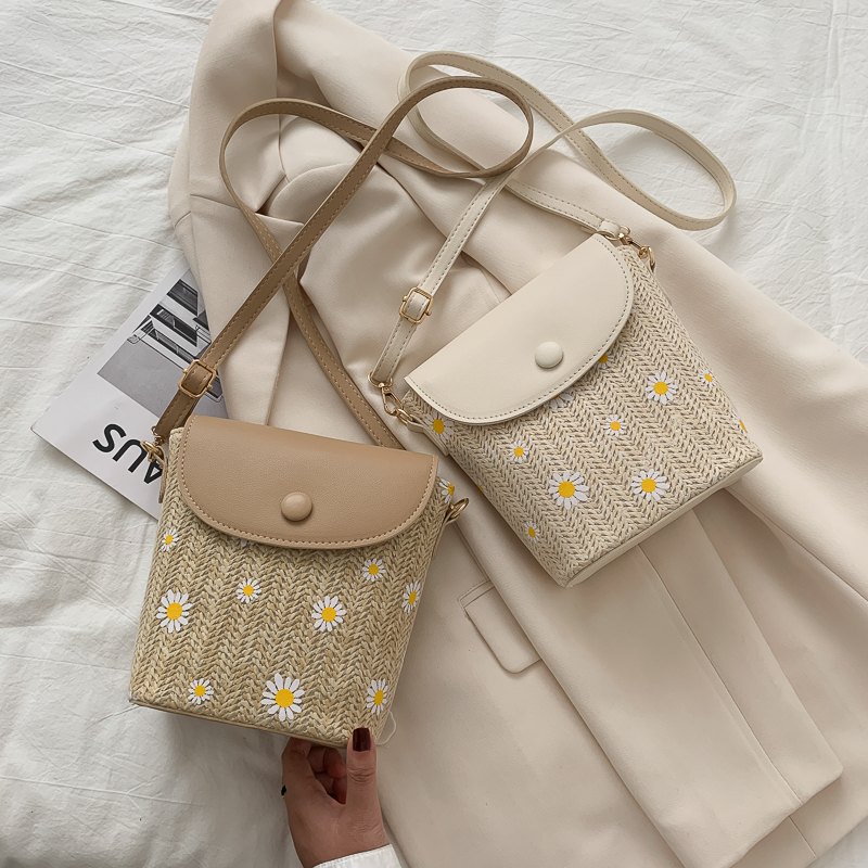 Stylish Woven Straw Crossbody Bag for Women - Japanese & Korean Style Fairy Bucket Bag for Summer 2025 Stylish Woven Straw Crossbody Bag for Women - Japanese & Korean Style Fairy Bucket Bag for Summer 2025