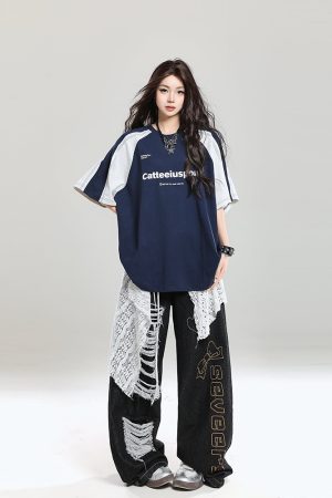 Summer 2025 College Style Letter Print Short-Sleeve T-Shirt for Girls - Loose Casual Top, Trendy Niche Design