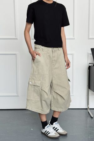 Summer 2025 Men's Unisex Loose Wide-Leg Cargo Shorts - 7-Point Pants for Casual Style
