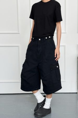 Summer 2025 Men's Unisex Loose Wide-Leg Cargo Shorts - 7-Point Pants for Casual Style