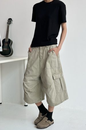 Summer 2025 Men's Unisex Loose Wide-Leg Cargo Shorts - 7-Point Pants for Casual Style