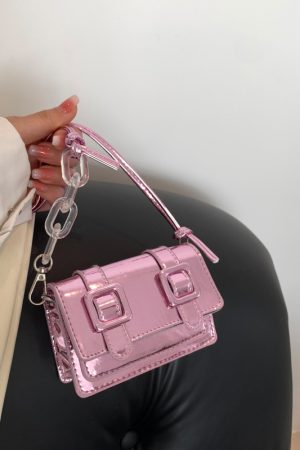 Summer 2025 Mini Handbag for Women, Niche Laser Chain Crossbody Bag, High-Quality Small Square Open-Top Bag