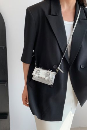 Summer 2025 Mini Handbag for Women, Niche Laser Chain Crossbody Bag, High-Quality Small Square Open-Top Bag