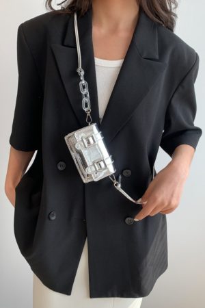 Summer 2025 Mini Handbag for Women, Niche Laser Chain Crossbody Bag, High-Quality Small Square Open-Top Bag