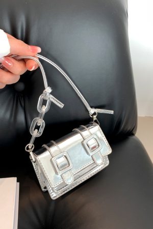 Summer 2025 Mini Handbag for Women, Niche Laser Chain Crossbody Bag, High-Quality Small Square Open-Top Bag