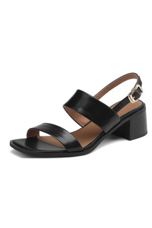 Summer 2025 Open Toe Chunky Heeled Sandals for Women in Top Layer Cowhide - Stylish High Heels for Trendy Outfits