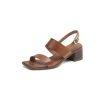 Summer 2025 Open Toe Chunky Heeled Sandals for Women in Top Layer Cowhide - Stylish High Heels for Trendy Outfits