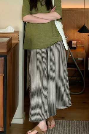 Summer 2025 Striped Wide-Leg Pants for Women - Thin, Loose, Casual Nine-Point Plus Size Trousers