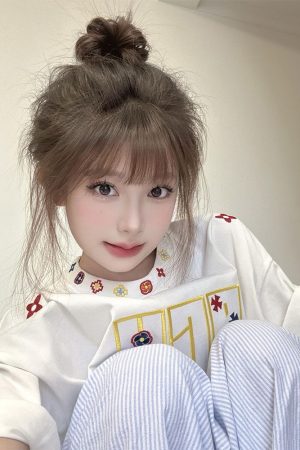 Summer 2025 Women's American Hip-Hop Style Embroidered Short Sleeve T-Shirt - Trendy Couple Streetwear Top