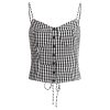 Summer 2025 Women's Black and White Checkered Short Top - French Vacation Style, Trendy and Chic Fashion