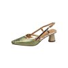 Summer 2025 Women's Chunky Heel Back Strap Closed Toe Sandals, Embroidered Cowhide National Style