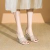 Summer 2025 Women's Chunky Heel Slippers with Rhinestones, Transparent Elegant High Heels, Versatile Slide Sandals