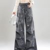 Summer 2025 Women's High Street Graffiti Wide Leg Loose Casual Trousers - American Style Straight Pants