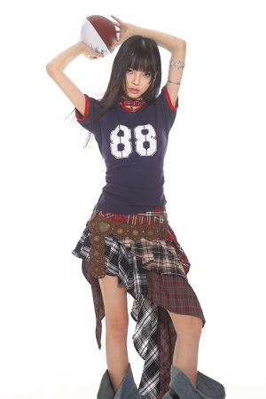 Summer 2025 Womenâ€™s Patchwork Plaid Irregular Multi-Layer Cake Skirt - Hot Girl American Style Fashion