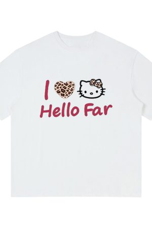 Summer Black Leopard Print Kitty Cat Graphic Cropped Top for Women - American Style Slim-Fit Short Sleeve