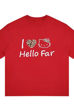 Summer Black Leopard Print Kitty Cat Graphic Cropped Top for Women - American Style Slim-Fit Short Sleeve