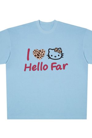 Summer Black Leopard Print Kitty Cat Graphic Cropped Top for Women - American Style Slim-Fit Short Sleeve