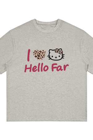 Summer Black Leopard Print Kitty Cat Graphic Cropped Top for Women - American Style Slim-Fit Short Sleeve