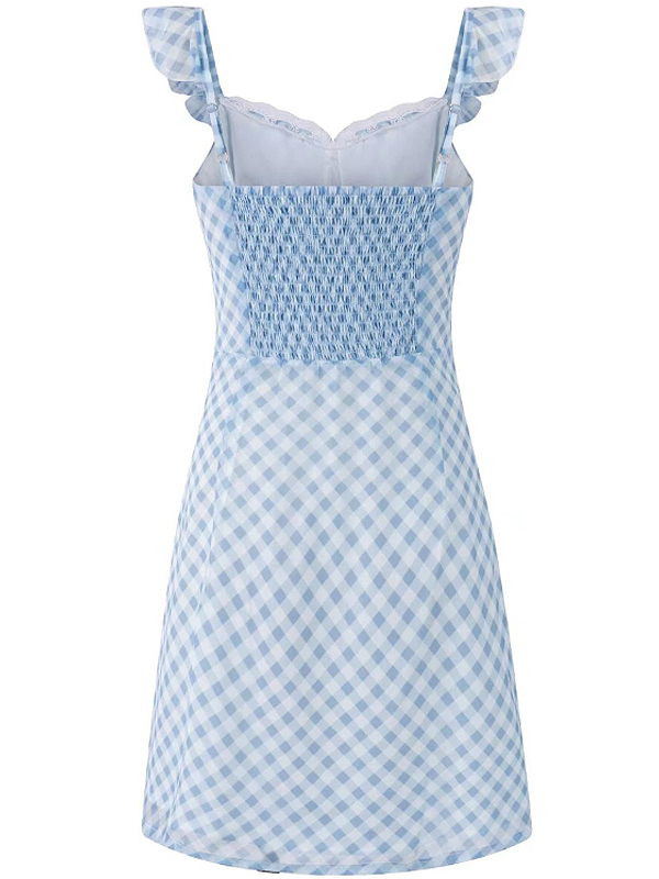 Summer Blue Spaghetti Strap Dress - Vacation Style Slim A-Line Short Skirt for 2025 Y2K Fashion Summer Blue Spaghetti Strap Dress - Vacation Style Slim A-Line Short Skirt for 2025 Y2K Fashion