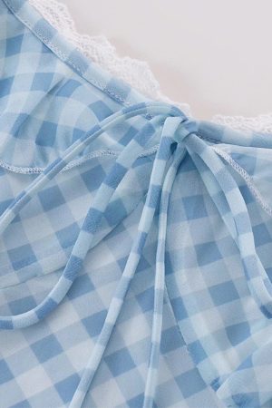 Summer Blue Spaghetti Strap Dress - Vacation Style Slim A-Line Short Skirt for 2025 Y2K Fashion