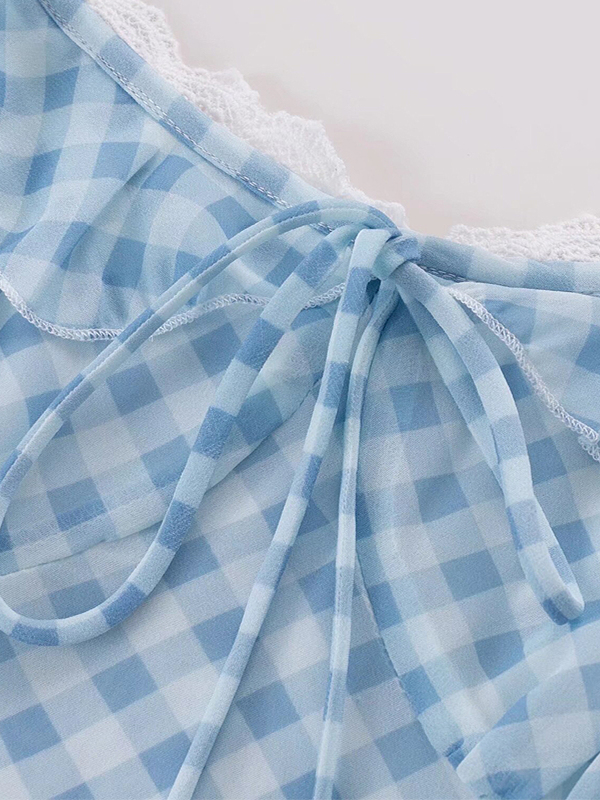 Summer Blue Spaghetti Strap Dress - Vacation Style Slim A-Line Short Skirt for 2025 Y2K Fashion Summer Blue Spaghetti Strap Dress - Vacation Style Slim A-Line Short Skirt for 2025 Y2K Fashion