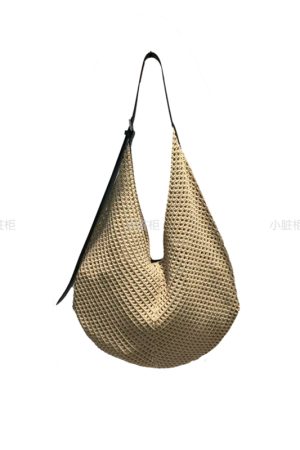 Summer Casual Beach Bag - Woven Hollow Splicing Design for Vacation & Daily Use - Trendy Niche Ins Style