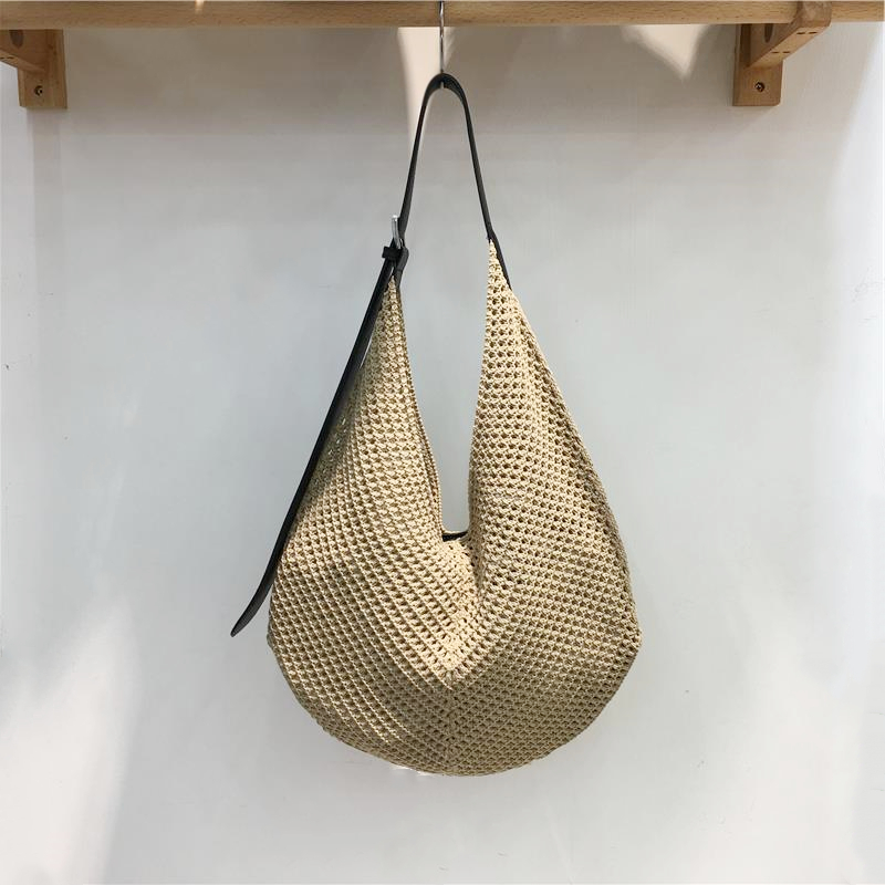 Summer Casual Beach Bag - Woven Hollow Splicing Design for Vacation & Daily Use - Trendy Niche Ins Style Summer Casual Beach Bag - Woven Hollow Splicing Design for Vacation & Daily Use - Trendy Niche Ins Style