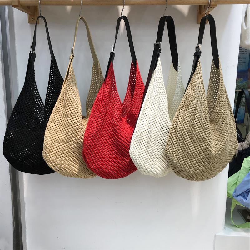 Summer Casual Beach Bag - Woven Hollow Splicing Design for Vacation & Daily Use - Trendy Niche Ins Style Summer Casual Beach Bag - Woven Hollow Splicing Design for Vacation & Daily Use - Trendy Niche Ins Style