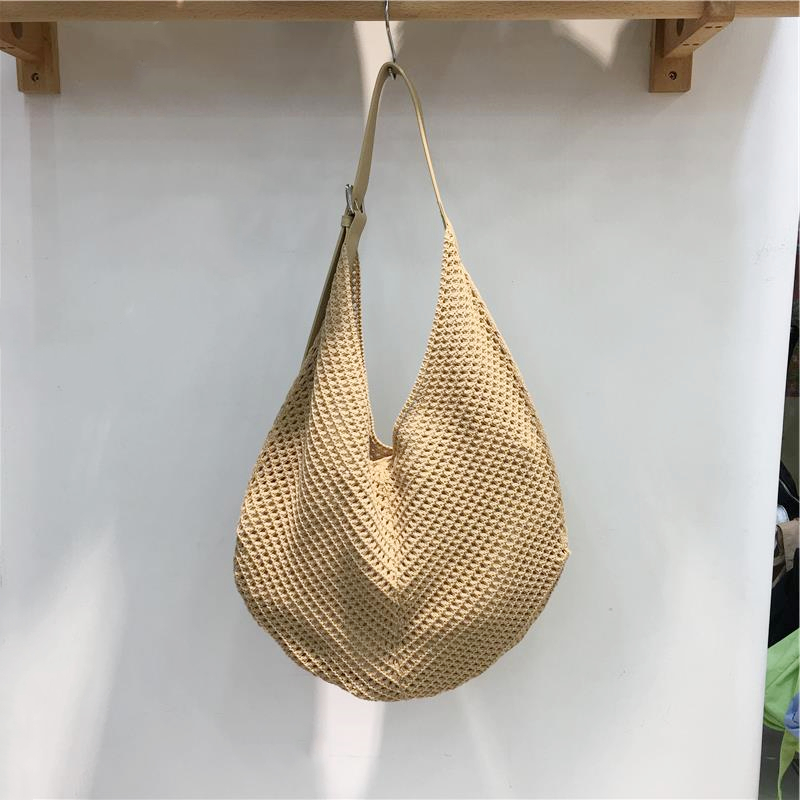 Summer Casual Beach Bag - Woven Hollow Splicing Design for Vacation & Daily Use - Trendy Niche Ins Style Summer Casual Beach Bag - Woven Hollow Splicing Design for Vacation & Daily Use - Trendy Niche Ins Style