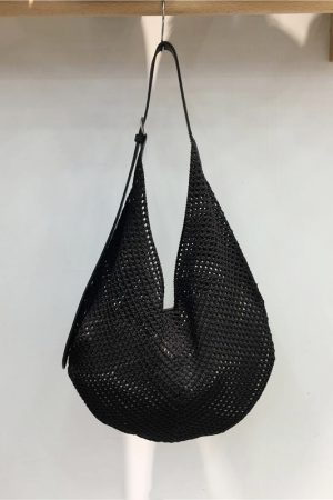 Summer Casual Beach Bag - Woven Hollow Splicing Design for Vacation & Daily Use - Trendy Niche Ins Style