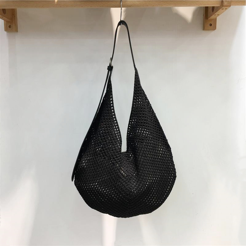 Summer Casual Beach Bag - Woven Hollow Splicing Design for Vacation & Daily Use - Trendy Niche Ins Style Summer Casual Beach Bag - Woven Hollow Splicing Design for Vacation & Daily Use - Trendy Niche Ins Style