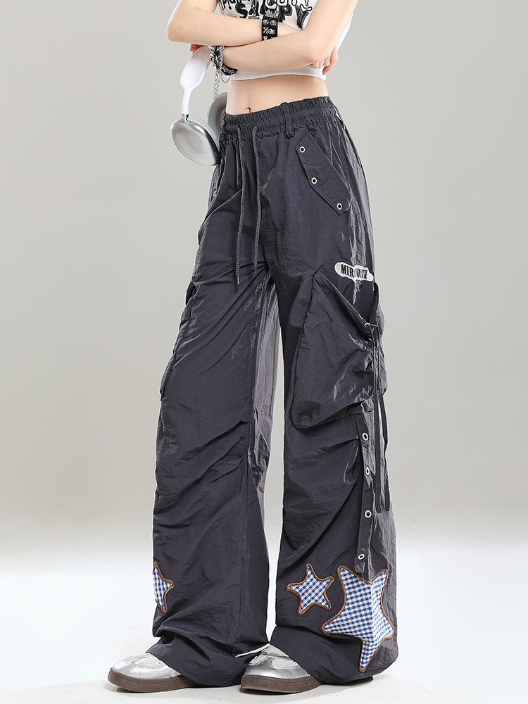 Summer Casual Cargo Pants for Girls - American Style Loose BF Drop-Crotch Design, Trendy and Cool Summer Casual Cargo Pants for Girls - American Style Loose BF Drop-Crotch Design, Trendy and Cool