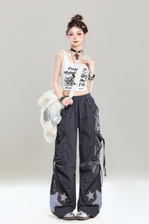 Summer Casual Cargo Pants for Girls - American Style Loose BF Drop-Crotch Design, Trendy and Cool