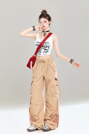 Summer Casual Cargo Pants for Girls - American Style Loose BF Drop-Crotch Design, Trendy and Cool