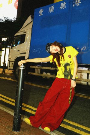 Summer Character Print Short Sleeve T-Shirt for Women - Casual Versatile Yellow Top, Trendy 90s Style