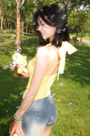 Summer Coconut Tree Rhinestone Yellow Tank Top - Spaghetti Strap Hot Girl Outfit, Hawaiian Style, Y2K Vibes