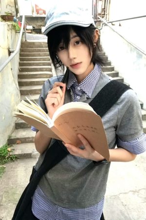 Summer Color-Blocked Retro Two-Piece Short Sleeve T-Shirt for Women - Slim Fit Polo Collar Flattering Shoulder Top