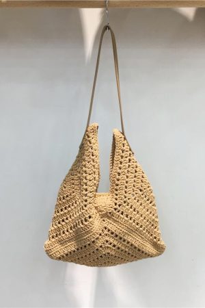 Summer Cotton Rope Woven Shoulder Bag - Large Capacity Hollow Design Tote for Women - Perfect Beach Accessory