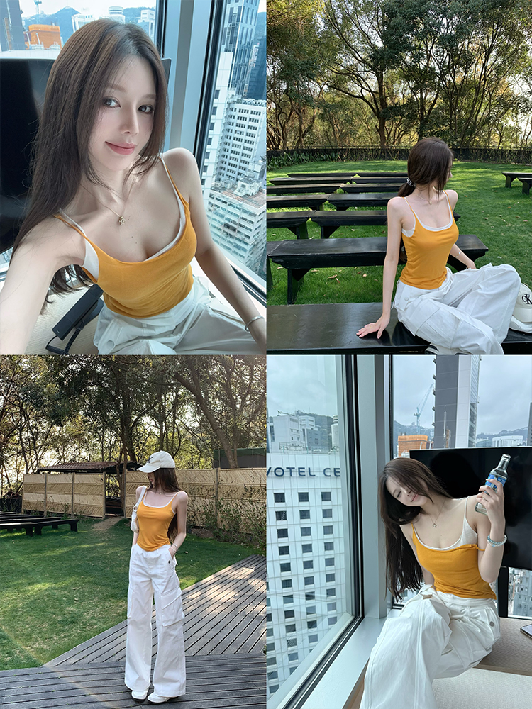 Summer Dopamine Camisole for Women - Versatile Layering Top, Slimming Base Shirt, Perfect for 90s and Y2K Styles Summer Dopamine Camisole for Women - Versatile Layering Top, Slimming Base Shirt, Perfect for 90s and Y2K Styles