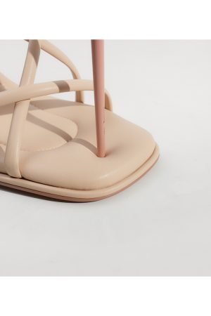 Summer Elegant Sheepskin French Cross-Strap Square-Toe Sandals for Women, Versatile Thin-Heeled Roman High Heels