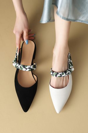 Summer Fashion French Ribbon Pointed Flat Shoes - Comfortable Slip-On Half Slippers for Women