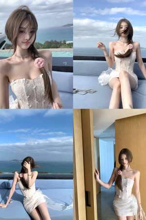 Summer Fishbone Strapless Top and Skirt Two-Piece Set - Mermaid Style, Pure Desire, Perfect for 90s and Y2K Fashion