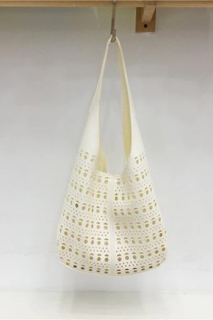 Summer French Hollow Carved Tote Bag - Large Capacity Versatile Commuter Shoulder Bag for Stylish Outings